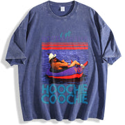 Hotter Than A Hoochie Coochie Two Sides Hot Pullover vintage washed oversized T-shirt in Blue