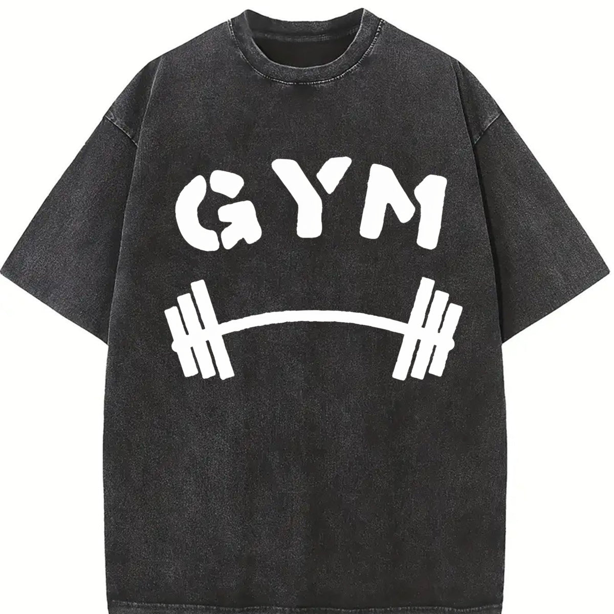 Gym Barbell Vintage Washed T-Shirt in Black