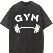 Gym Barbell Vintage Washed T-Shirt in Black