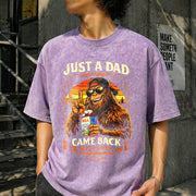 Fathers Day Just a Dad Who Came Back with Milk Vintage Washed T-Shirt in Purple