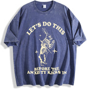 Let's Do this Before Anxiety Kicks In Rabbit vintage washed oversized T-shirt in Blue