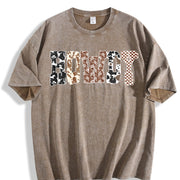 Howdy Western Yee Haw Cowgirls vintage washed oversized T-shirt in Brown