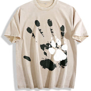 1pc Man and Dog Are Good Friends Vintage Washed T-Shirt in Beige