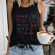 Land of the Free Because of the Brave Png Women's Color Cotton Tank Top in Black