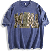 Retro Hunting Camo Mama Deer Hunting Season Duck Camo vintage washed oversized T-shirt in Blue