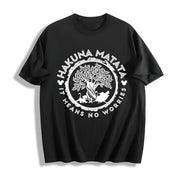 Hakuna Matata Animal Kingdom Lion King Simbba Timonn Cotton T-Shirt in Black