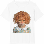 Curly Cat Kitten Cotton T-Shirt in White