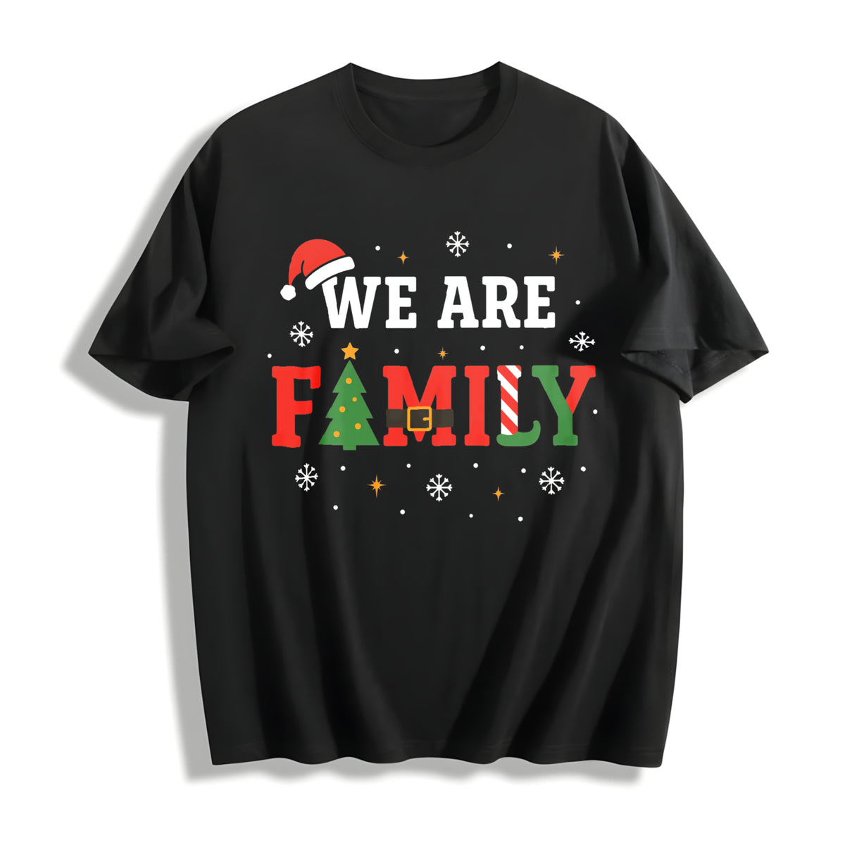 Christmas Family 2025 Pajama Matching Set Classic Cotton T-Shirt in Black