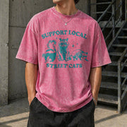 Support Local Street Cats Vintage Washed T-Shirt in Red