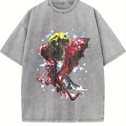 Fantasy Dragon Y2K Vintage Washed T-Shirt in Gray