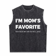 Moms Favorite Son Daughter I'm Mom's Favorite Golf Vintage Washed Tank Top in Black