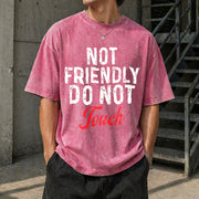 Not Friendly Do Not Touch Vintage Washed T-Shirt in Red