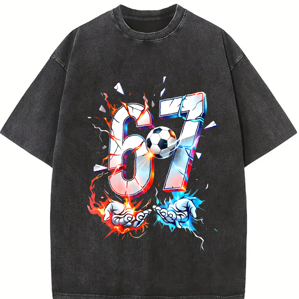67 Soccer Vintage Washed T-Shirt in Black