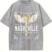Nashville Music City Winged Guitar vintage washed oversized T-shirt in Gray