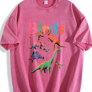 Birds vintage washed oversized T-shirt in Red