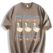 Blue Ribbon Goose Retro Goose Vintage Washed T-Shirt in Brown