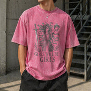 Medusa: Feminist Greek Mythology Vintage Washed T-Shirt in Red
