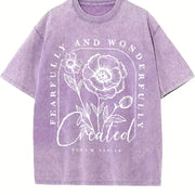 Religious Fearfully and Wonderfully Made Vintage Washed T-Shirt in Purple