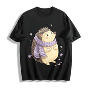 Short-sleeve with Scarf & Hedgehog Cotton T-Shirt in Black