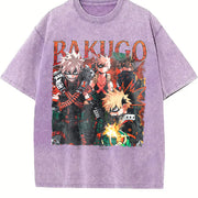 Limited Bakugo Katsuki Vintage Washed T-Shirt in Purple