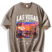 Las Vegas Nevada NV Travel Souvenir City Urban Desert Vintage Washed T-Shirt in Brown
