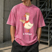 Le Honque Goose Silly Goose Vintage Washed T-Shirt in Red
