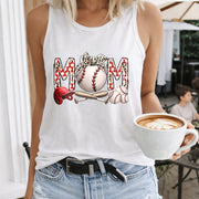 Baseball Mom Women's Color Cotton Tank Top in White