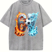 67 Fire and Ice Soccer Vintage Washed T-Shirt in Gray