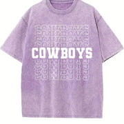 Cowboys Family Team Mascot Vintage Washed T-Shirt in Purple