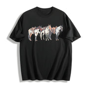 Western Horse Cotton T-Shirt in Black