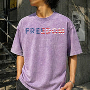 Freedom American Flag Vintage Washed T-Shirt in Purple
