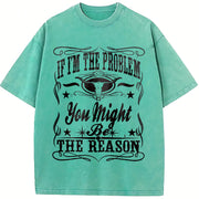 If I'm the Problem You Might Be the Reason Bull Skull vintage washed oversized T-shirt in Blue