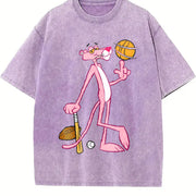 & Retro Y2K Style with Panther & Baseball vintage washed oversized T-shirt in Purple