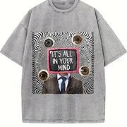 Black This Is All in Your Mind Vintage Washed T-Shirt in Gray
