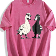Ducks with Sunglasses Premium Vintage Washed T-Shirt in Red