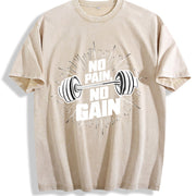 No Pain No Gain Vintage Washed T-Shirt in Beige