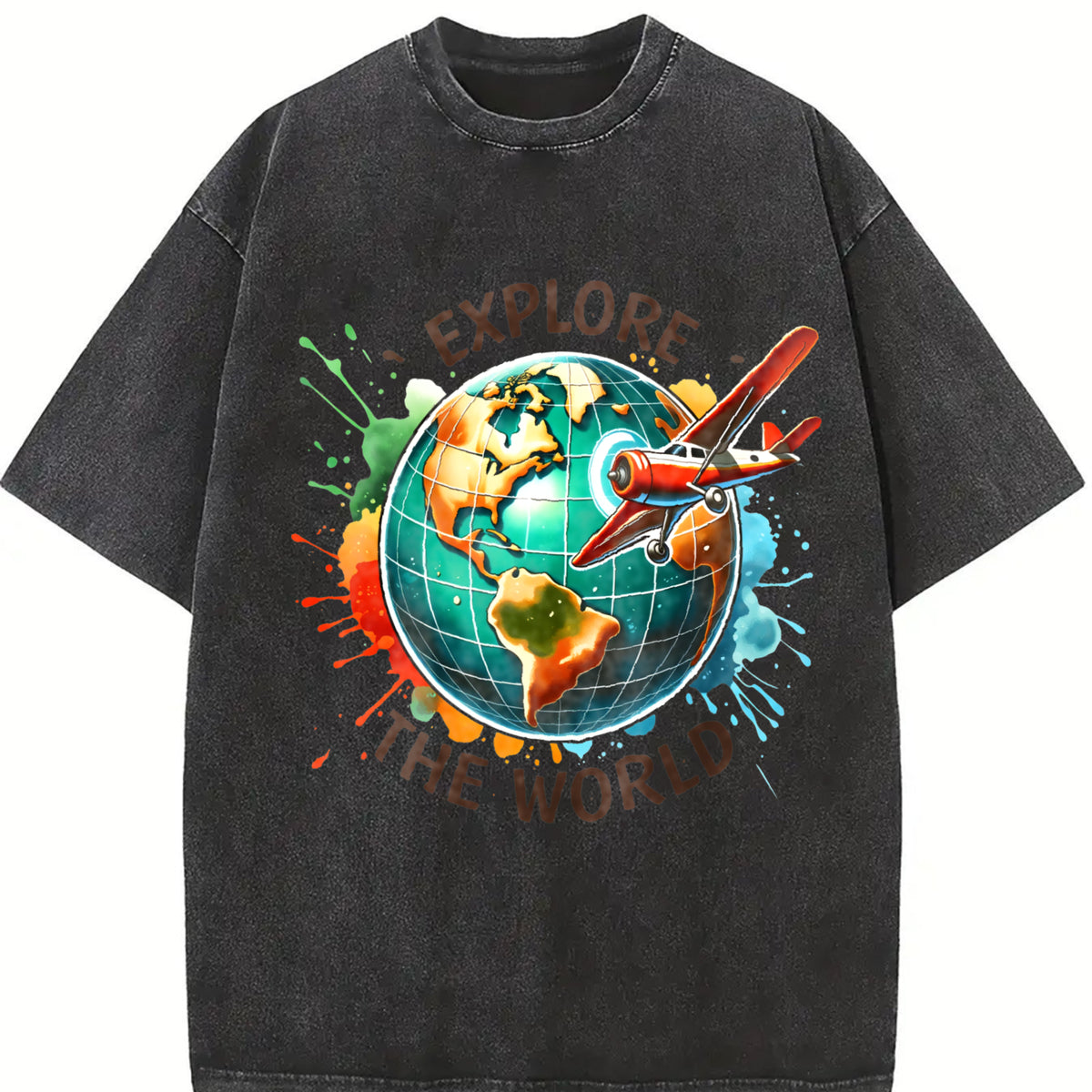 Explore the World Vintage Washed T-Shirt in Black