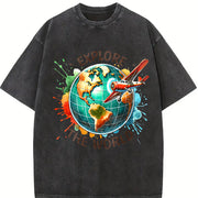 Explore the World Vintage Washed T-Shirt in Black