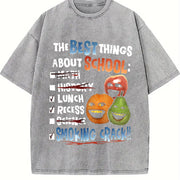 Annoying Orange Crack The Best Things About School-- vintage washed oversized T-shirt in Gray