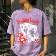 Feeling Lucky Casino Vintage Washed T-Shirt in Purple
