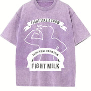 Fight Milk Stretch Vintage Washed T-Shirt in Purple