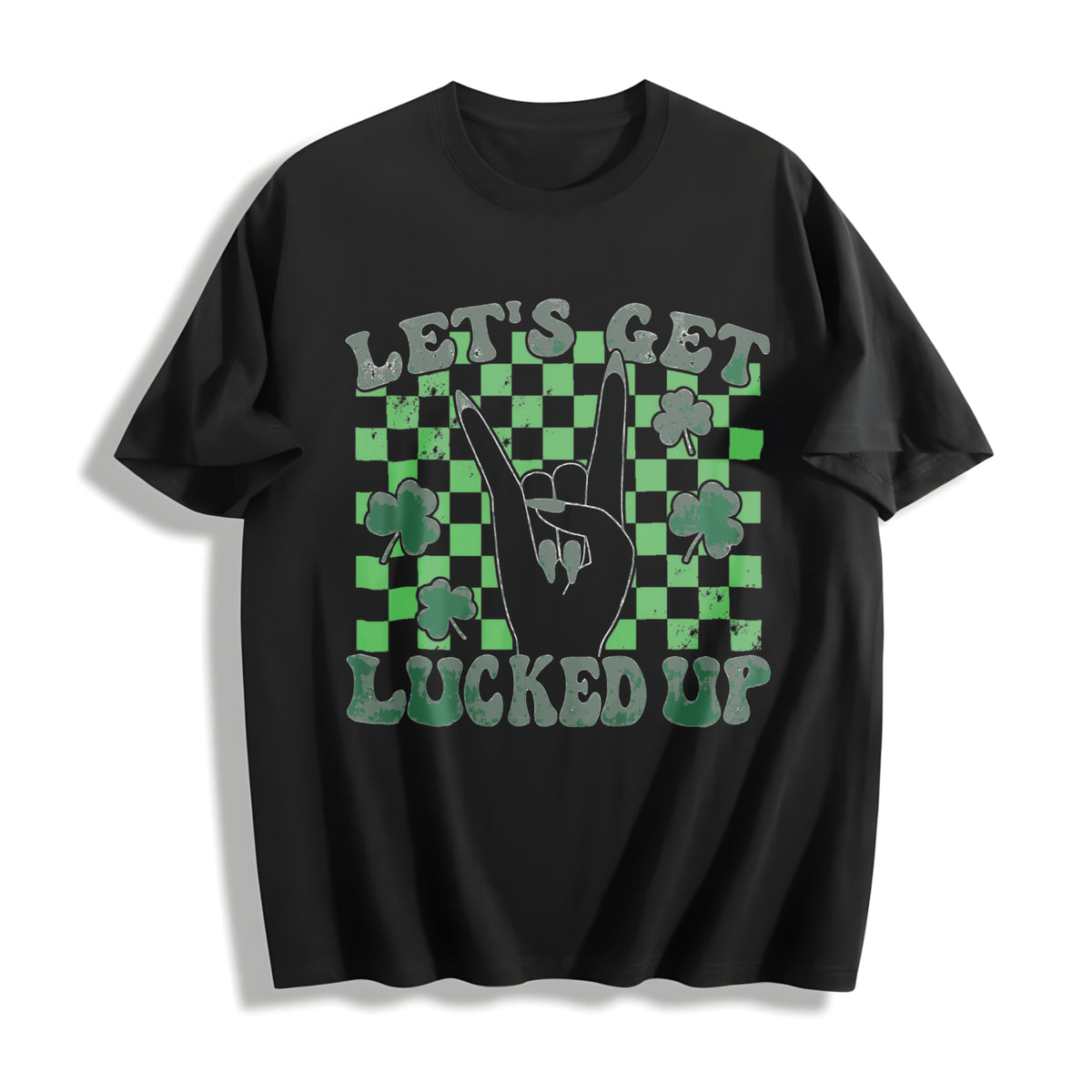Let's Get Lucked Up Cotton T-Shirt in Black