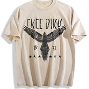 Free Bird Boho Eagle Thunderbird Retro Music Inspired For vintage washed oversized T-shirt in Beige