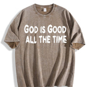 God's Kind Batik Retro Brand Vintage Washed T-Shirt in Brown