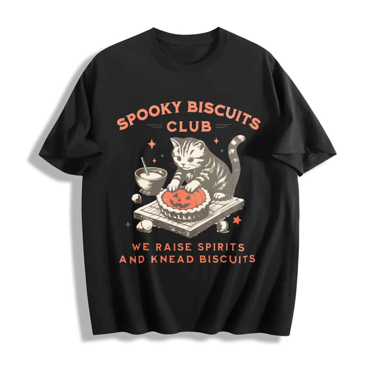 Spooky Biscuits Club Cotton T-Shirt in Black
