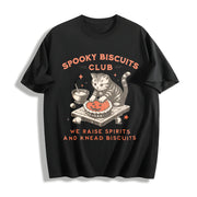 Spooky Biscuits Club Cotton T-Shirt in Black