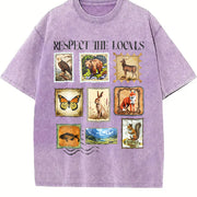 Respect the Locals Wildlife Vintage Washed T-Shirt in Purple