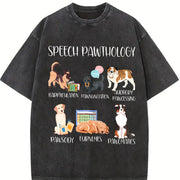 Speech Pathology Dogs Vintage Washed T-Shirt in Black