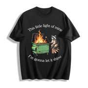 This Little Light of Mine I'm Gonna Let It Shine Raccoon Cotton T-Shirt in Black