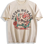 Never Better Turquoise Green 230gsm - Distressed Style vintage washed oversized T-shirt in Beige